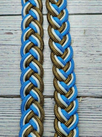 Gold, Baby Blue & White Adjustable Reins