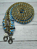 Gold, Baby Blue & White Adjustable Reins