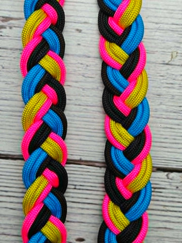 Yellow, Hot Pink, Turquoise & Black Adjustable Reins