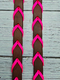 8-1/2 Foot Adjustable Leather Reins w/Hot Pink