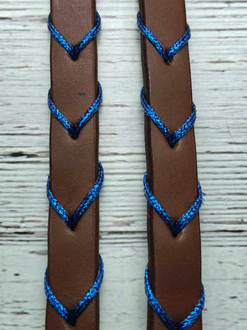 Blue Sparkle, 8.25 Leather Reins, Adjustable