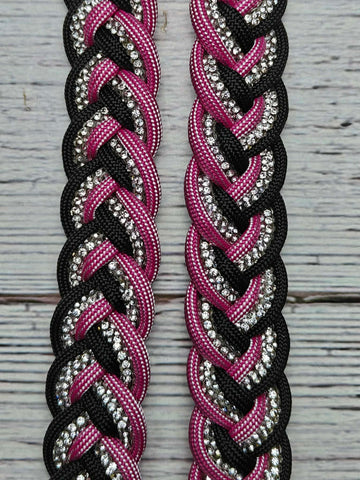 BLING, Pink & Black Adjustable Reins