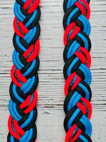 Neon Orange, Black & Blue Adjustable Reins