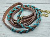 Blue BLING, 8.25 ft. Leather Reins, Adjustable
