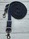 Black with Blue BLING Adjustable Reins