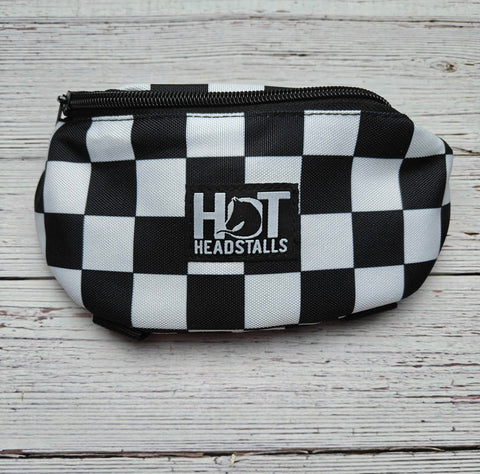 Black & White Checkered Flag Saddle Pouch