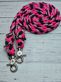 Fuchsia w/Hot Pink Diamonds, Black & Rose Pink Adjustable Reins