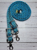 Neon Turquoise & Tan Adjustable Riding Reins