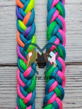 Neon Rainbow & Blue Adjustable Riding Reins