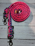 Neon Pink, Purple & Turquoise Adjustable Riding Reins