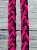 Hot Pink Diamonds, Fuchsia & Black Basic Reins
