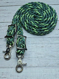 Greens with Turquoise X & Black Adjustable Reins