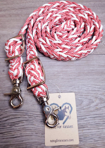Red and White Candy Cane Adjustable Reins
