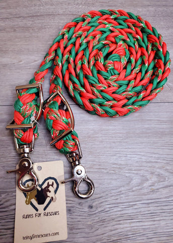 Red, Green and Christmas Adjustable Reins