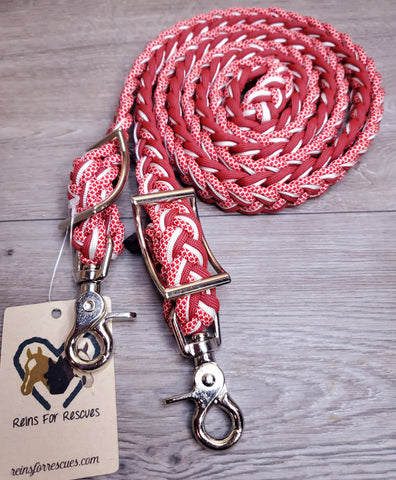 Red Diamonds and White Adjustable Reins