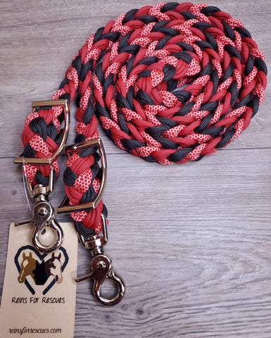 Burgundy, Black and Diamonds Adjustable Reins