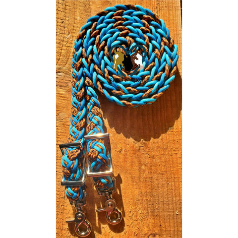 Caribbean Blue, Leopard and Turqouise Adjustable Riding Reins