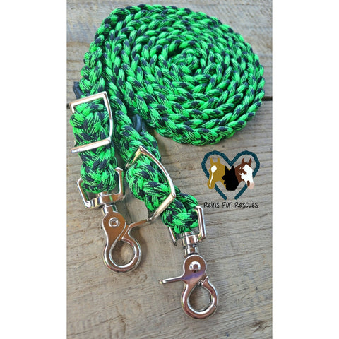 Green and Black Patterned Adjustable Riding Reins