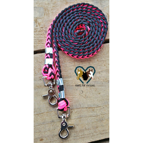 Hot Pink and Black Basic Riding Reins