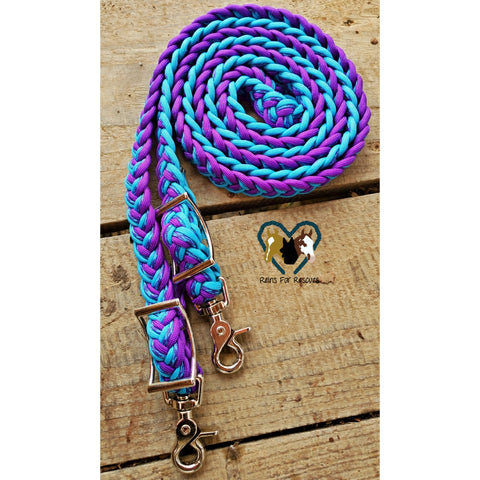 "Purple Rein" Turquoise, Chill and Purple Adjustable Riding Reins