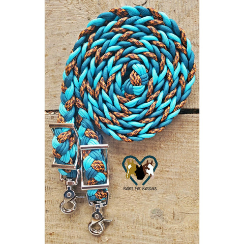Leopard, Teal and Turquoise Adjustable Riding Reins