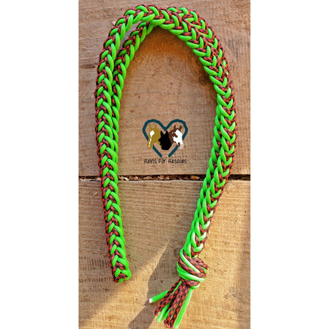 Pony Sized Neon Green & Red/Black Checkered Fringe Neck Rope