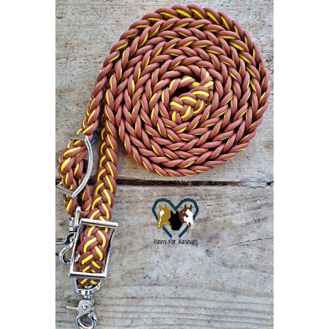 Brown and Yellow Adjustable Riding Reins