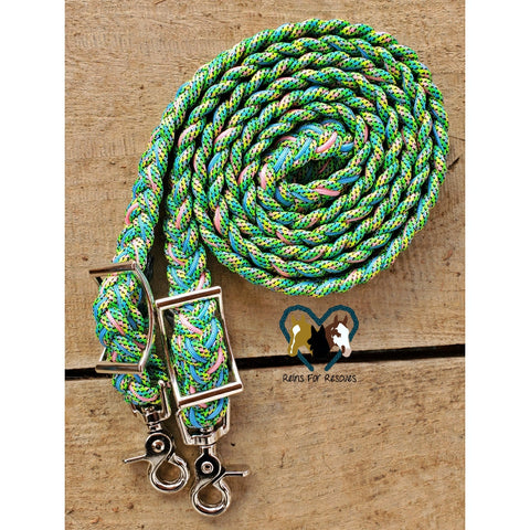 Green Party, Rose Pink and Blue Adjustable Reins