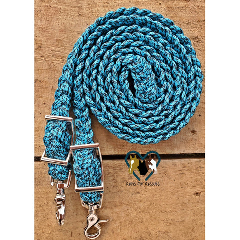 Turquoise and Black Camo Adjustable Riding Reins