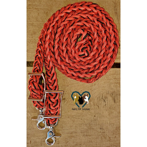 Reflective Red and Black Adjustable Reins