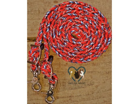 Reflective Red and Grassy American Adjustable Reins