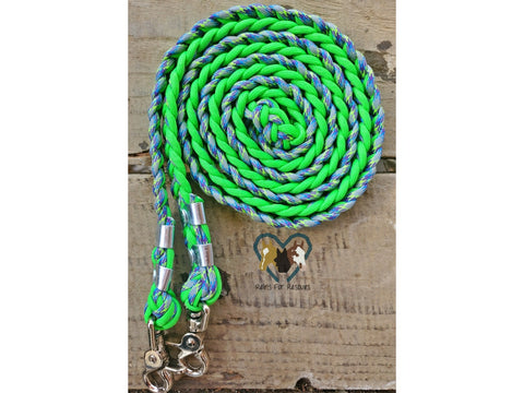 Neon Green and Blue Camo Basic Reins