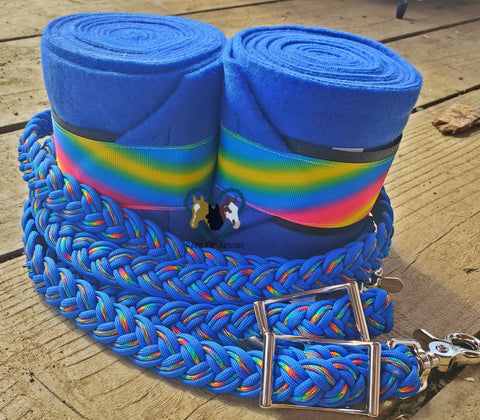 Royal Blue And Neon Blur Polo Set