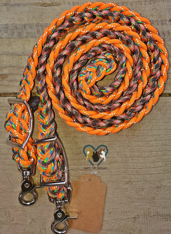 Reflective Orange, Party and Patterned Adjustable Reins