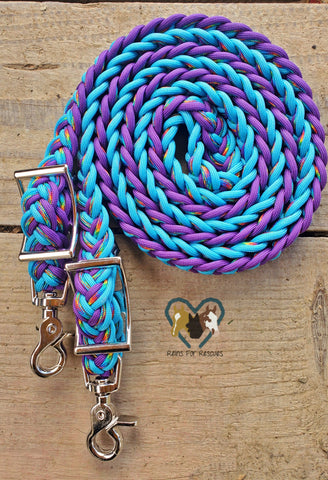 Purple, Tie dye, and Turqouise Adjustable Reins