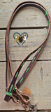 Lime Green Striped Laced Chocolate Leather Reins