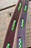 Lime Green Striped Laced Chocolate Leather Reins