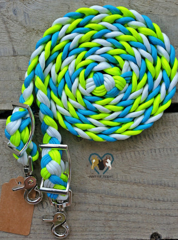 White, Turquoise and Lime Adjustable Reins
