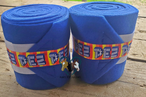 "Pez" Royal Blue, Yellow and Red Horse Polo Wraps