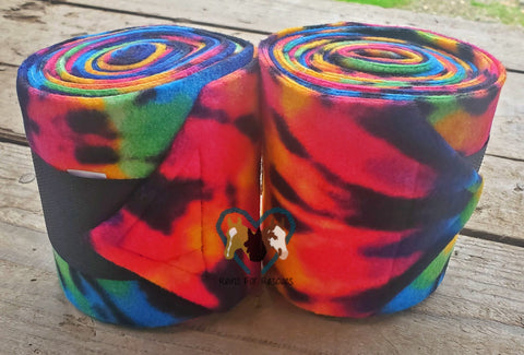 Tie Dye Rainbow Horse Polo Wraps