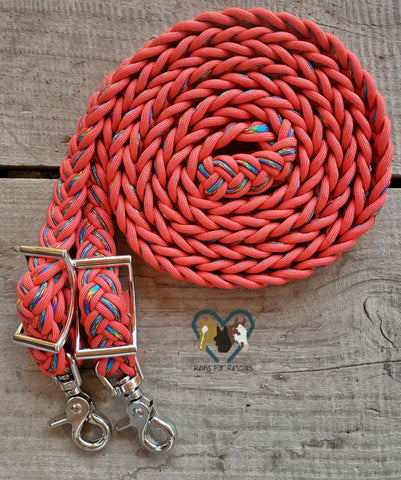 Red and Tie Dye Adjustable Reins