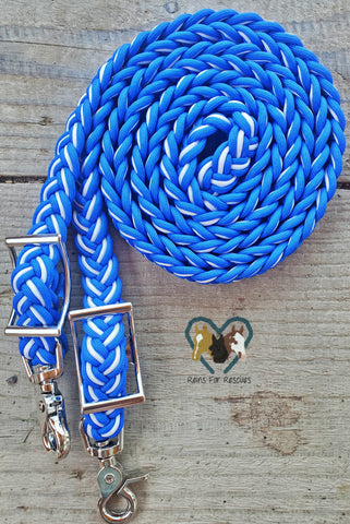 Royal Blue and White Adjustable Reins