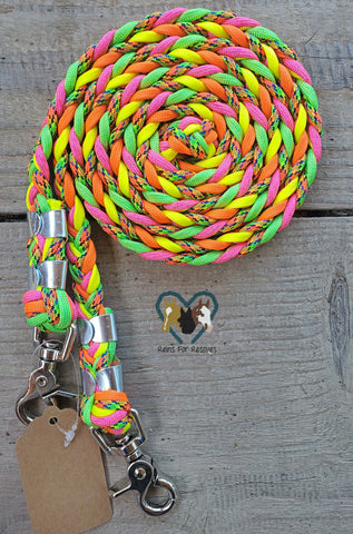 Neon 80s Hot Pink, Green, Yellow and Orange Basic Reins