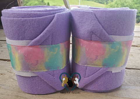 Pastel Rainbow and Lavender Horse Polo Wraps