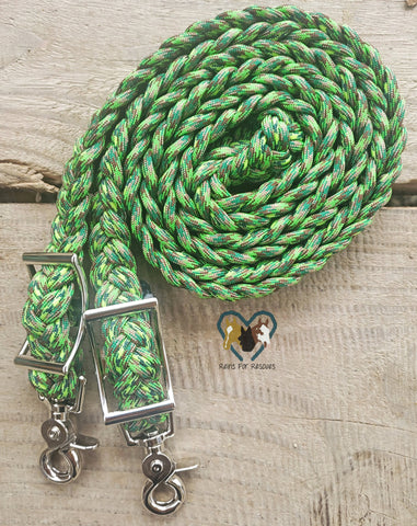 Neon Green Flame Camo Adjustable Reins