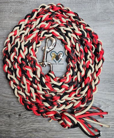 Tan, Red, Black, White and Patterned Lead Rope