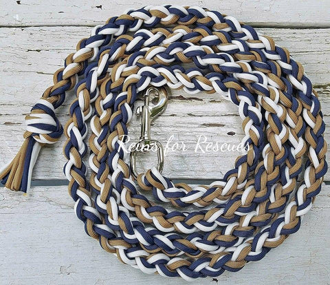 Navy Blue, Tan & White Lead Rope