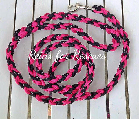 Reflective Black & Fushcia Dog Leash