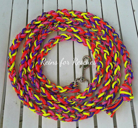 Tie Dye Lead Rope with Acid Purple, Yellow, Red & Hot Pink