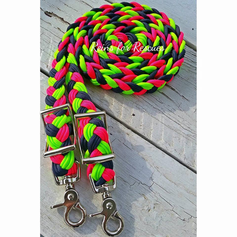 Navy, Hot Pink & Lime Green Adjustable Riding Reins